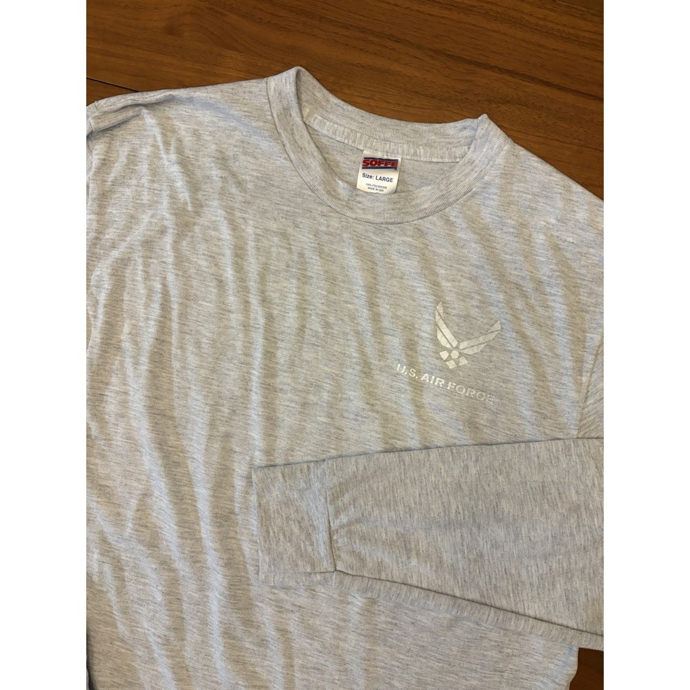 Vintage US Air Force Soffe LS T-Shirt Mens L Gray 90's Reflective USA Made USAF